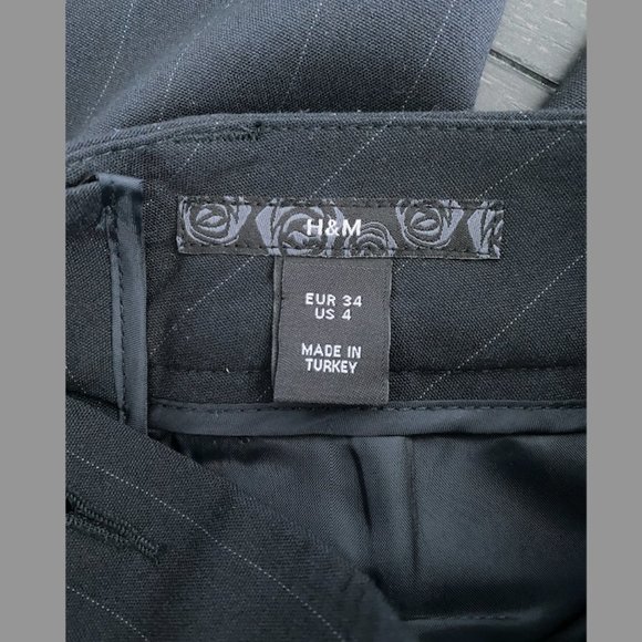 H&M navy blue dress pants with a light white pinstripe, size 4 - Picture 2 of 5